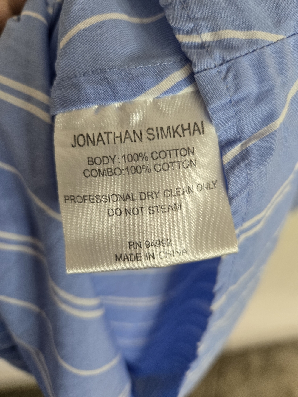 Jonathan Simkhai Blue and White Striped Tie-Waist Shirt Dress Asymeyrical M - Picture 7 of 8